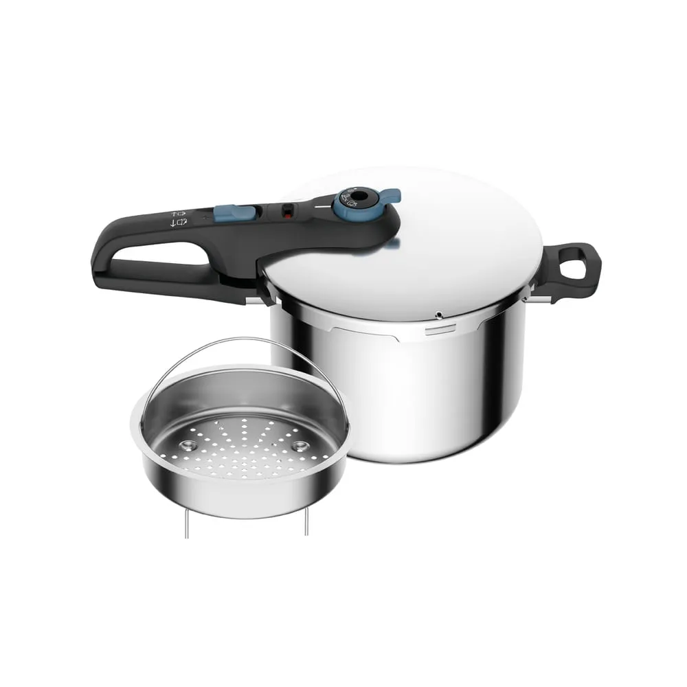 Panela De Pressão Rochedo Inox Trendy 6 Litros Fechamento Externo Com Cesta De Vapor