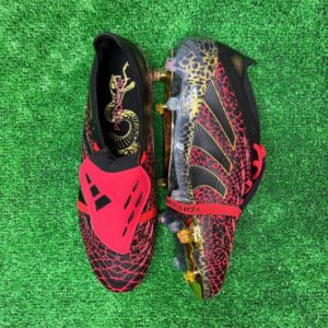 Adidas Predator 25 Elite Tongue Black and Red Firm Ground FG Football Boot Size 42 Eur