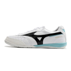 Mizuno Morelia Sala Japan IC White Black and Light Blue Indoor IC Football Boot
