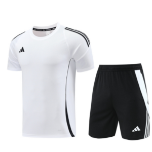 Adidas White Black Training Set T-Shirt and Shorts