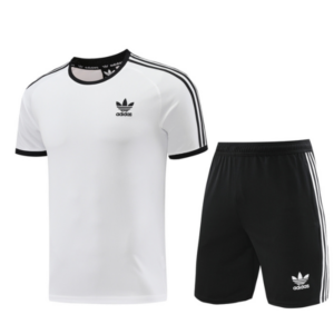 Adidas White and Black Training Set T-Shirt and Shorts