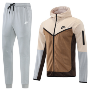 Nike Tech Fleece Beige Grey Cold Set Coat and Pants
