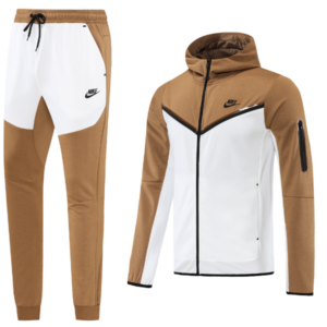 Nike Tech Fleece Brown White Cold Set Coat and Pants