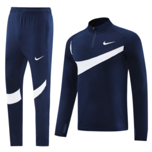 Nike Navy Blue and White Cold Set Quarter-Zip Top and Pants