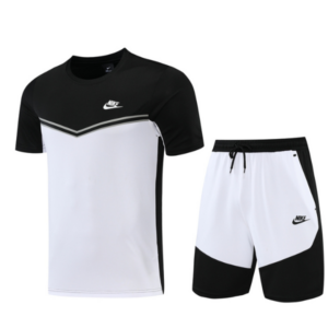 Nike White and Black Training Set T-Shirt and Shorts