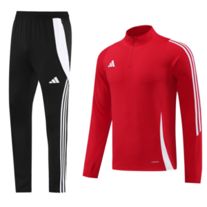 Adidas Red and Black Cold Set Quarter-Zip Top and Pants
