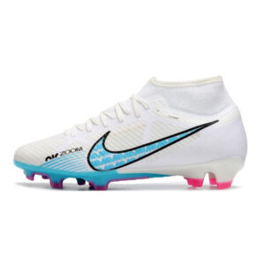 Nike Zoom Mercurial Superfly 9 Academy White Blue and Pink Firm Ground FG Football Boot
